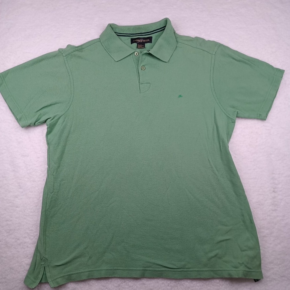Andrew Fezza Mens Green Polo Shirt Size Large 100% Cotton